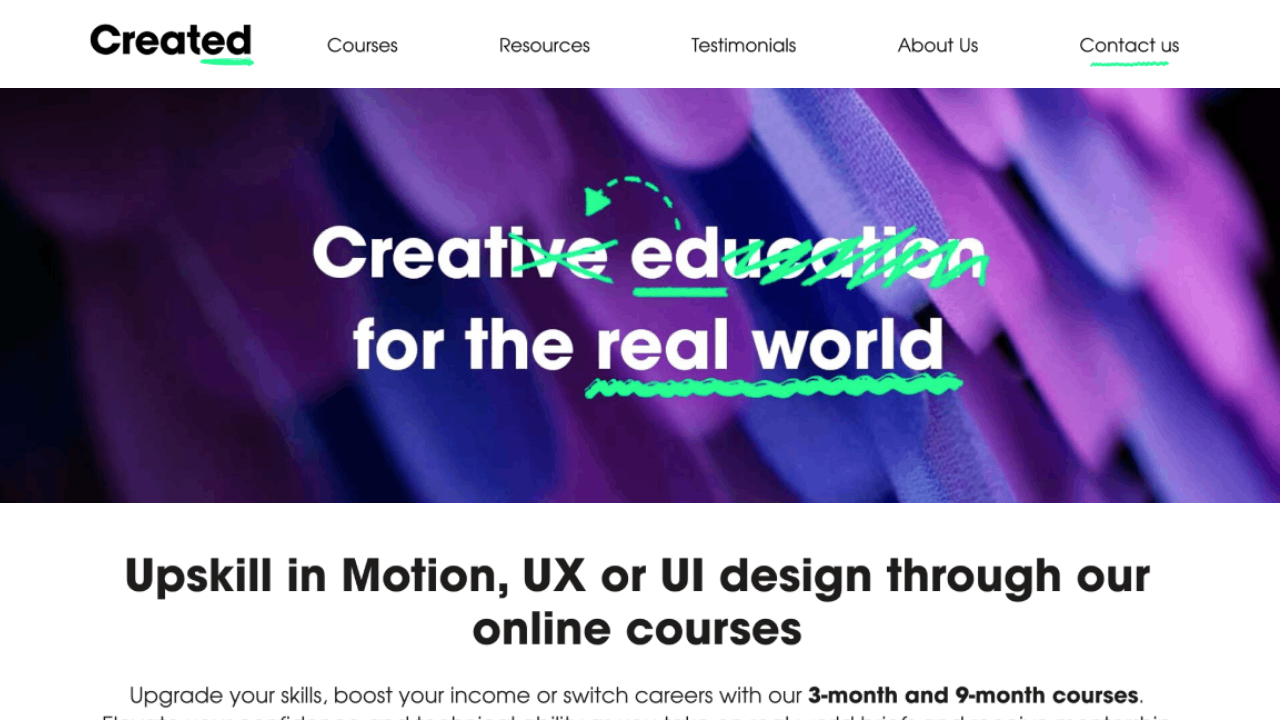 Created Academy Website Design