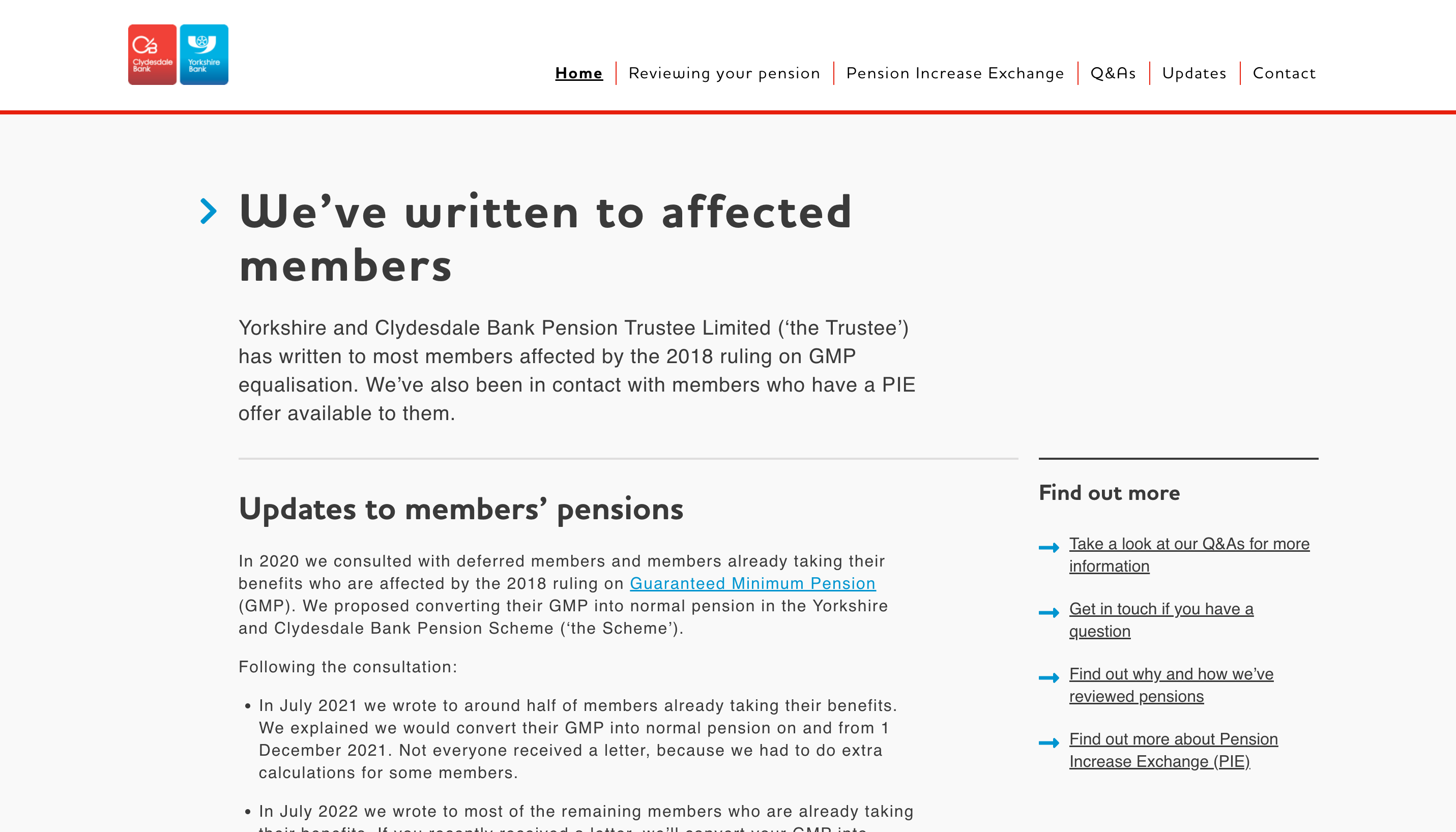 Yorkshire Clydesdale Bank pensions WordPress website